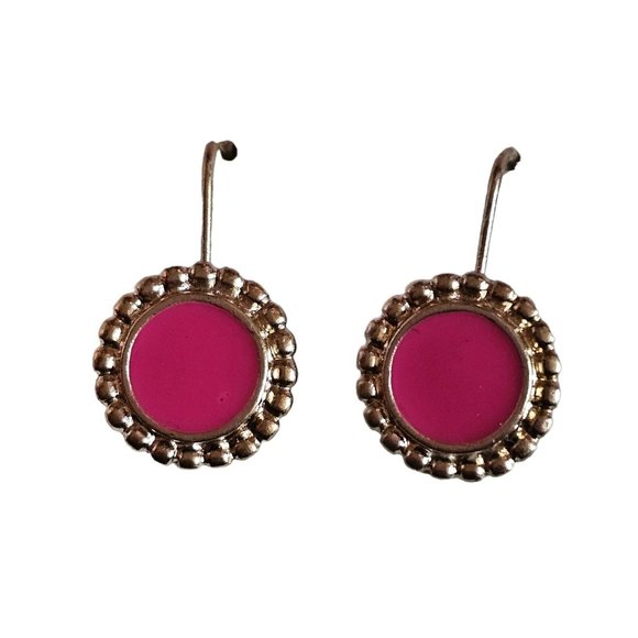 Vintage ALLISON REED Drop Dangle Fish Hook Pink Silver Tone  PIERCED EAR… - Picture 5 of 9